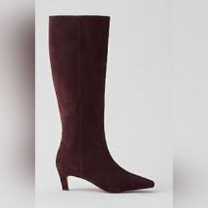 NEW Ann Taylor Suede Kitten Heel Tall Boots Brown Size 6.5